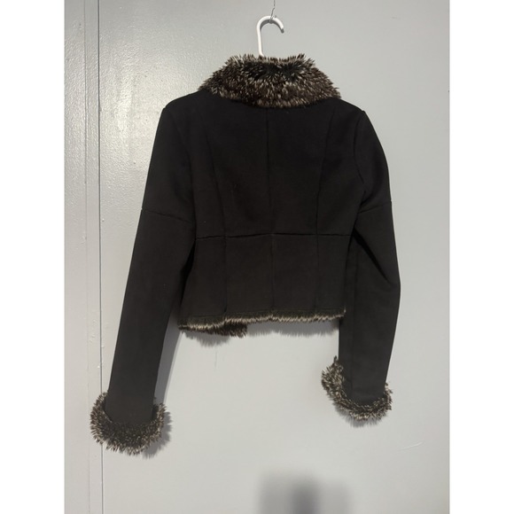 Express Black Fully Lined Faux/Collar Suede Size 2 Gothic Romantic Steampunk - Picture 6 of 7